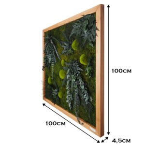 obraz z mchu i roślin stabilizowanych 100x100 cm
